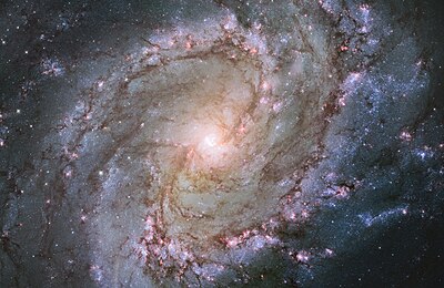 Die Suidelike Vuurwielsterrestelsel (ook bekend as Messier 83 of NGC 5236) is ’n staafspiraalsterrestelsel sowat 14,7 miljoen ligjare van die Aarde af in die sterrebeeld Noordelike Waterslang. Foto geneem deur die Hubble-ruimteteleskoop.