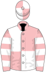 Pink and white (quartered), hooped sleeves