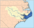 Mapa de los ríos Neuse y Tar-Pamlico, que fluyen por el este del estado