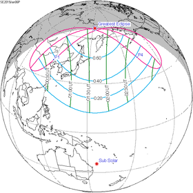 Carte de l'éclipse générale.