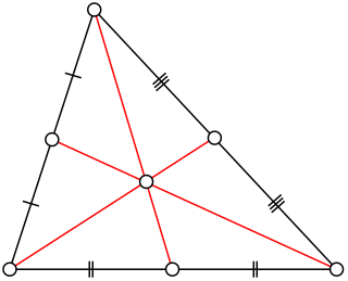 <span class="mw-page-title-main">Median (geometry)</span> Line segment joining a triangles vertex to the midpoint of the opposite side