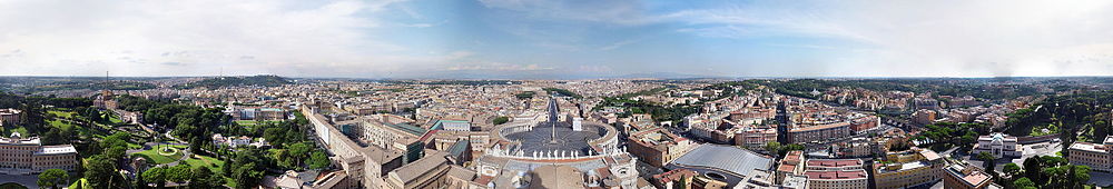 Panorama Rzymu z północnego wschodu na południe, zrobiona z kopuły bazyliki świętego Piotra