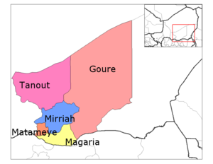 Mirriah Department location in the region (old borders)