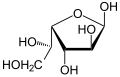 de: Struktur von beta-D-Idofuranose (Haworth-Schreibweise); en: Structure of beta-D-idofuranose (Haworth projection)