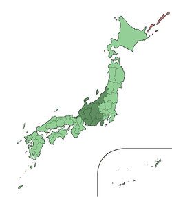 Cairt shawin the Tōhoku region o Japan. It comprises the middle aurie o the island o Honshū.