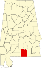 Map of Alabama highlighting Covington County