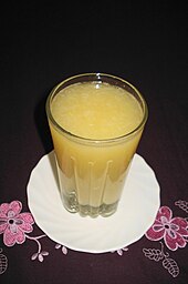 Freshly pressed sweet lime juice as served in the Indian subcontinent Mosambi Juice.JPG