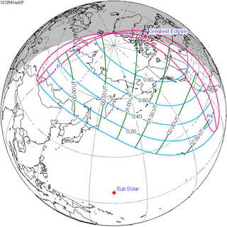 <span class="mw-page-title-main">Solar eclipse of September 2, 2054</span> Future partial solar eclipse