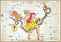 Image 15 Ophiuchus Illustration credit: Sidney Hall; restored by Adam Cuerden Ophiuchus is a constellation commonly represented in the form of a man grasping a large snake, and was formerly referred to as Serpentarius. It is a large constellation straddling the celestial equator and near the centre of the Milky Way as viewed from Earth, being surrounded by Aquila, Serpens, Scorpius, Sagittarius and Hercules. To the north of the serpent's tail is the now-obsolete constellation Taurus Poniatovii, while to its south Scutum. Ophiuchus's brightest star, Alpha Ophiuchi, represented here by the right eye of the snake charmer, was traditionally known as Rasalhague, from the Arabic meaning 'head of the serpent charmer'. This illustration is plate 12 of Urania's Mirror, a set of 32 astronomical star chart cards illustrated by Sidney Hall and first published in 1824, featuring artistic depictions of Ophiuchus, as well as Taurus Poniatovii, Scutum (here referred to as "Scutum Sobiesky") and Serpens. More selected pictures