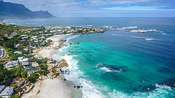 An aerial view of Clifton 2nd, 3rd, and 4th beaches.