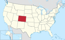 A map showing the location of the U.S. state of Colorado.