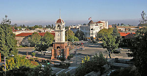 The "Town Clock" tower at the head of Pacific Avenue