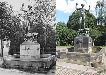 Der Dresdner Marie-Gey-Brunnen um 1910 und 2017