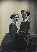 Albert Sands Southworth (1811-1894) and Josiah Hawes (1818-1901), Two women posed with a chair, ca. 1850