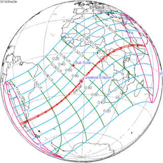 <span class="mw-page-title-main">Solar eclipse of February 24, 1933</span> 20th-century annular solar eclipse