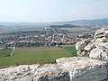 Limestone rocks of a castle building (wall) in the foreground