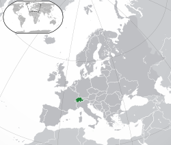  स्विट्जरल्यान्ड-अवस्थिति (green) Europe-এ (green and dark grey)