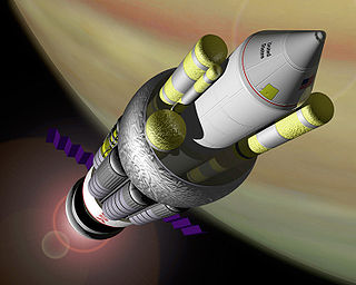 <span class="mw-page-title-main">Nuclear pulse propulsion</span> Hypothetical spacecraft propulsion through continuous nuclear explosions for thrust