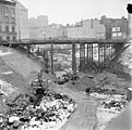 Rivning och tunnelbanebygge 1956 kring blivande Sergels torg.