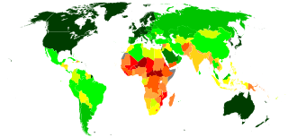 Human Development Index composite statistic of life expectancy, education, and income indices