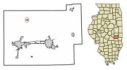 Location of Lerna in Coles County, Illinois.