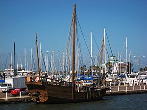 Réplica de la Niña en el puerto de Corpus Christi, Texas, construida en 1990.