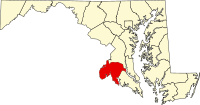 Map of Maryland highlighting Charles County