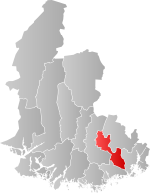 Mapa do condado de Vest-Agder com Songdalen em destaque.