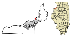 Location of Hampton in Rock Island County, Illinois.