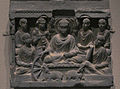 Gandharan Stele illustrating the first sermon at Sarnath, 2nd century, Metropolitan Museum of Art.