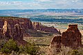 Pipe Organ (left), Independence Monument (right) from Rim Rock Drive