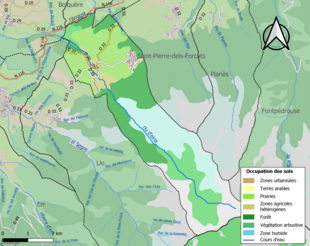 Carte en couleurs présentant l'occupation des sols.