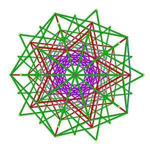 240 w:E₈ polytope vertices with 1440 w:6-cube (6D) unit edges and w:Golden ratio basis vectors orthographically projected to 3D.