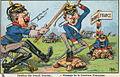 Französische Karikatur von 1914 zeigt Kaiser Wilhelm II. und General Falkenhayn mit Pickelhaube.