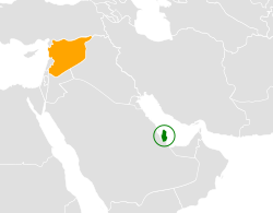 Map indicating locations of Qatar and Syria