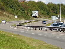 Looking north approaching the Pontprennau roundabout A4232 Pentwyn.jpg