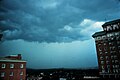 Approaching rain line with a thunderstorm