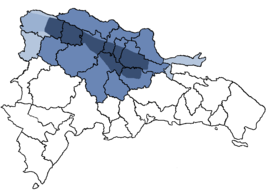 De Domincaanse Republiek. De marcoregio Norte is gekleurd.