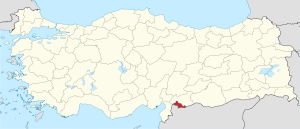 Location of Kilis Province in Turkey