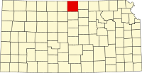 Map of Kansas highlighting Jewell County