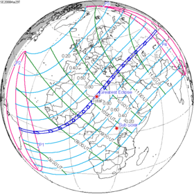 Carte de l'éclipse générale