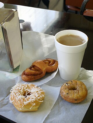 <span class="mw-page-title-main">Coffee and doughnuts</span> Common food and drink pairing