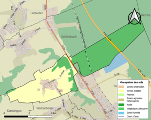 Carte en couleurs présentant l'occupation des sols.