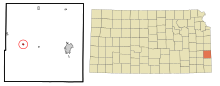 Bourbon County Kansas Incorporated and Unincorporated areas Uniontown Highlighted.svg