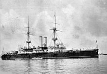 Empress of India at anchor, about 1897 HMSEmpressofIndia1897.jpg