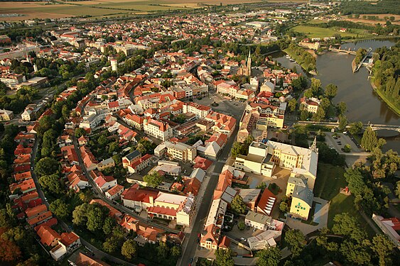 Vue aérienne du centre-ville.