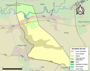 Carte en couleurs présentant l'occupation des sols.