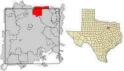 Location within Dallas County and the state of Texas