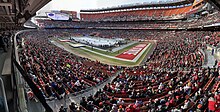 View of the crowd and setup inside the stadium