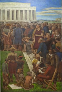 Mitchell Jamieson's mural An Incident in Contemporary American Life (1943), at the United States Department of the Interior Building, depicts Marian Anderson's 1939 concert at the Lincoln Memorial. Jamieson-Incident-in-Contemporary American-Life.tif